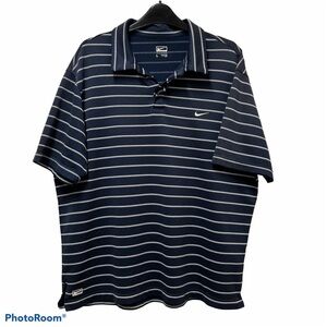 Nike Performance Men's Black White Striped Dri Fit Polo